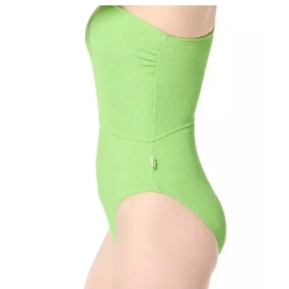 Michael Kors Size 12 One-Shoulder‎ Side-Cutout Swimsuit Green One Piece New